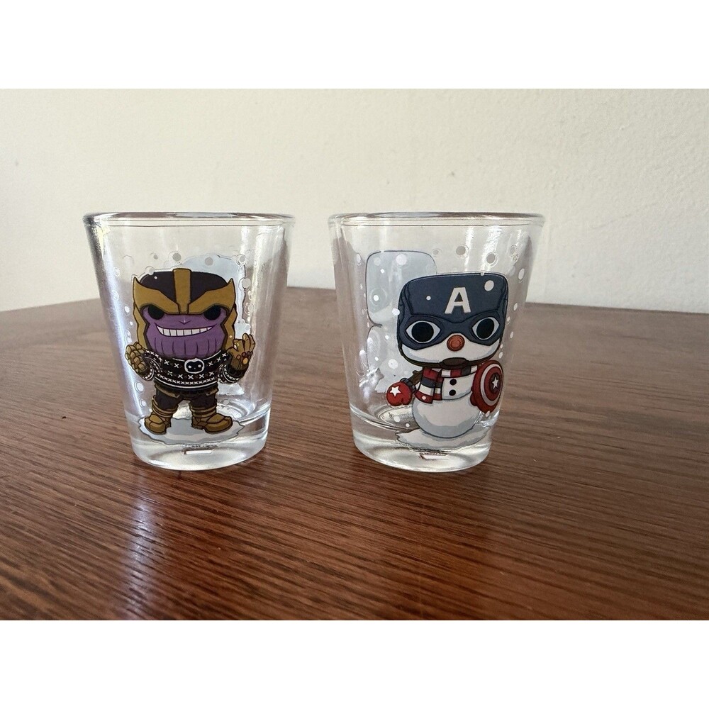 Funko Marvel Shot Glasses Toothpick Holder Thanos Captain America Snowman X-Mas